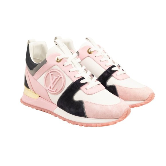 NEW LOUIS VUITTON White & Pink Run Away Sneakers Size 4/34 - Picture 2 of 5